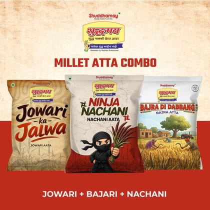 Millet Atta Combo|Jowari Atta 500gms| Nachani Atta 500gms|Bajari Atta 500gms | Power pack of 3 | Bhakricious