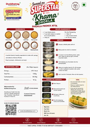 Swaad Nu Superstar-Khaman Dhokla|500gms | Easy Mix & Cook | Healthy Protein-Rich Flour | Authentic Taste | Soft & Spongy Snack Premix 